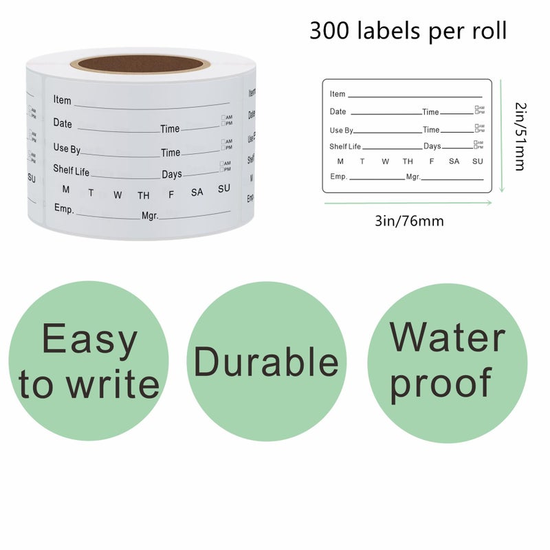 Hybsk 2 x 3 Inch Removable Freezer Food Labels for Reusable Containers- Easy Clean Leaves No Residue Food Storage Freezer 300 Stickers (Type 1) - Image 5